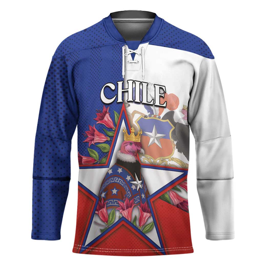 Personalized Chile Hockey Jersey Andean Condor With Chilean Bellflower - Wonder Print Shop