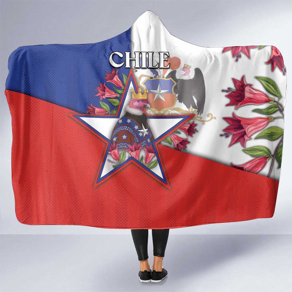 Chile Hooded Blanket Andean Condor With Chilean Bellflower - Wonder Print Shop