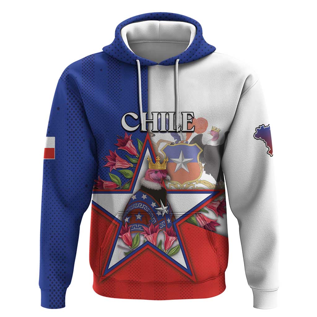 Personalized Chile Hoodie Andean Condor With Chilean Bellflower - Wonder Print Shop