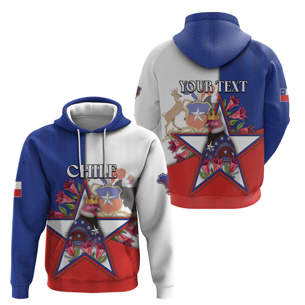 Personalized Chile Hoodie Andean Condor With Chilean Bellflower - Wonder Print Shop