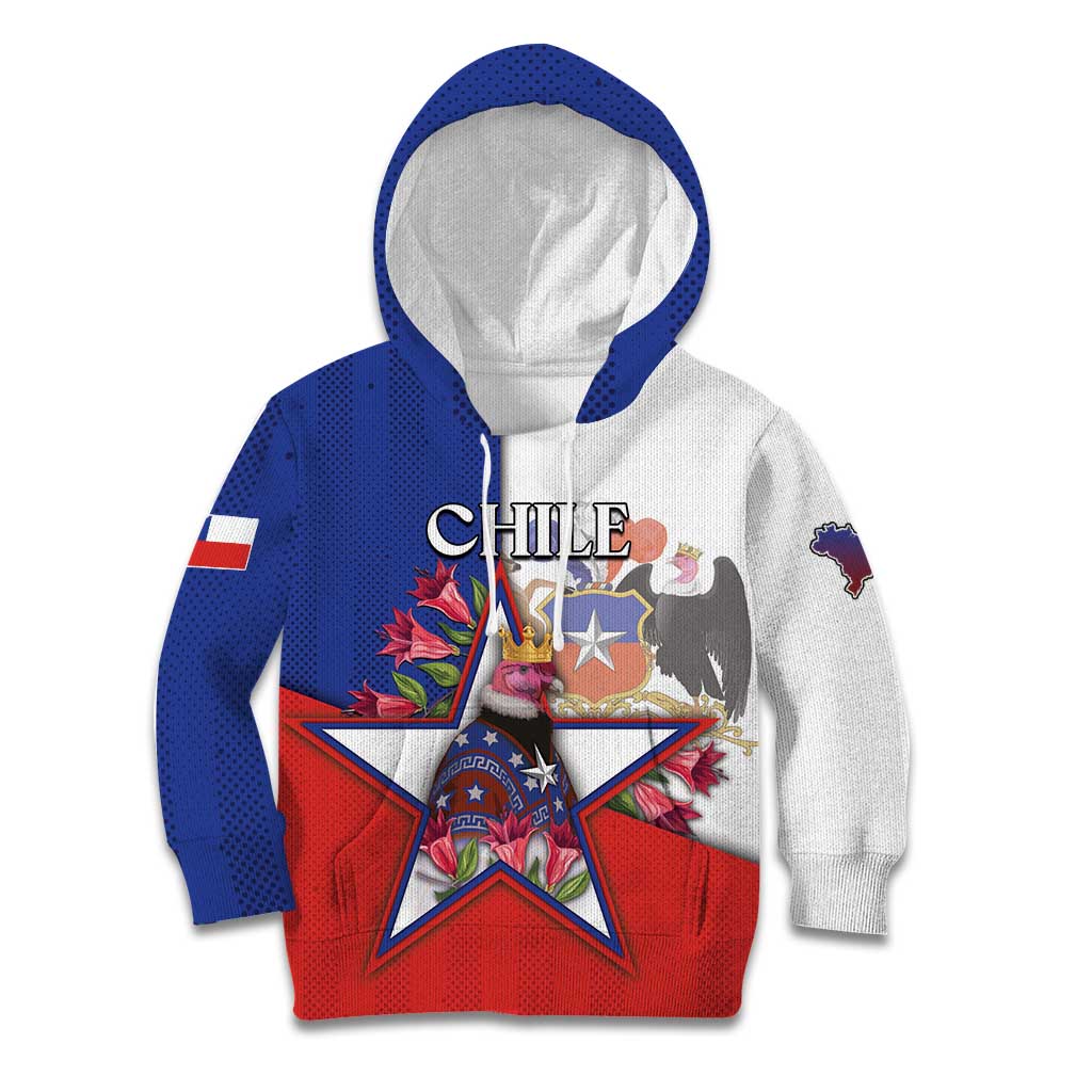 Personalized Chile Kid Hoodie Andean Condor With Chilean Bellflower - Wonder Print Shop