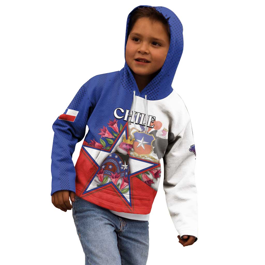 Personalized Chile Kid Hoodie Andean Condor With Chilean Bellflower - Wonder Print Shop