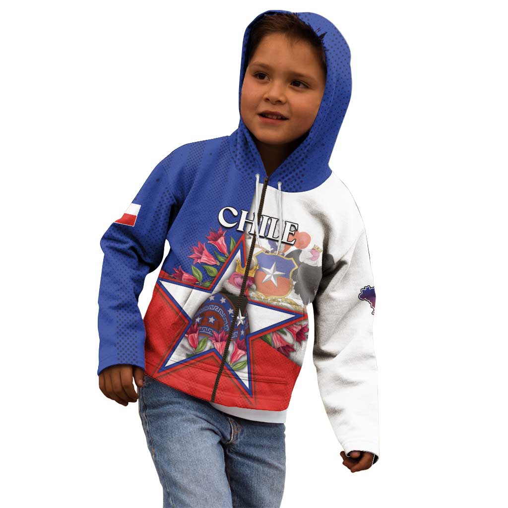 Personalized Chile Kid Hoodie Andean Condor With Chilean Bellflower - Wonder Print Shop