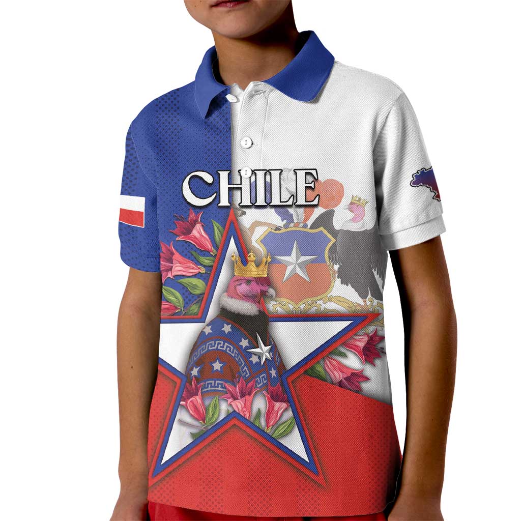 Personalized Chile Kid Polo Shirt Andean Condor With Chilean Bellflower - Wonder Print Shop