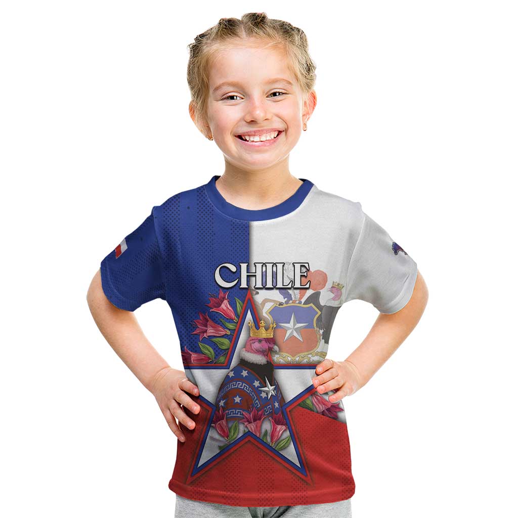 Personalized Chile Kid T Shirt Andean Condor With Chilean Bellflower - Wonder Print Shop