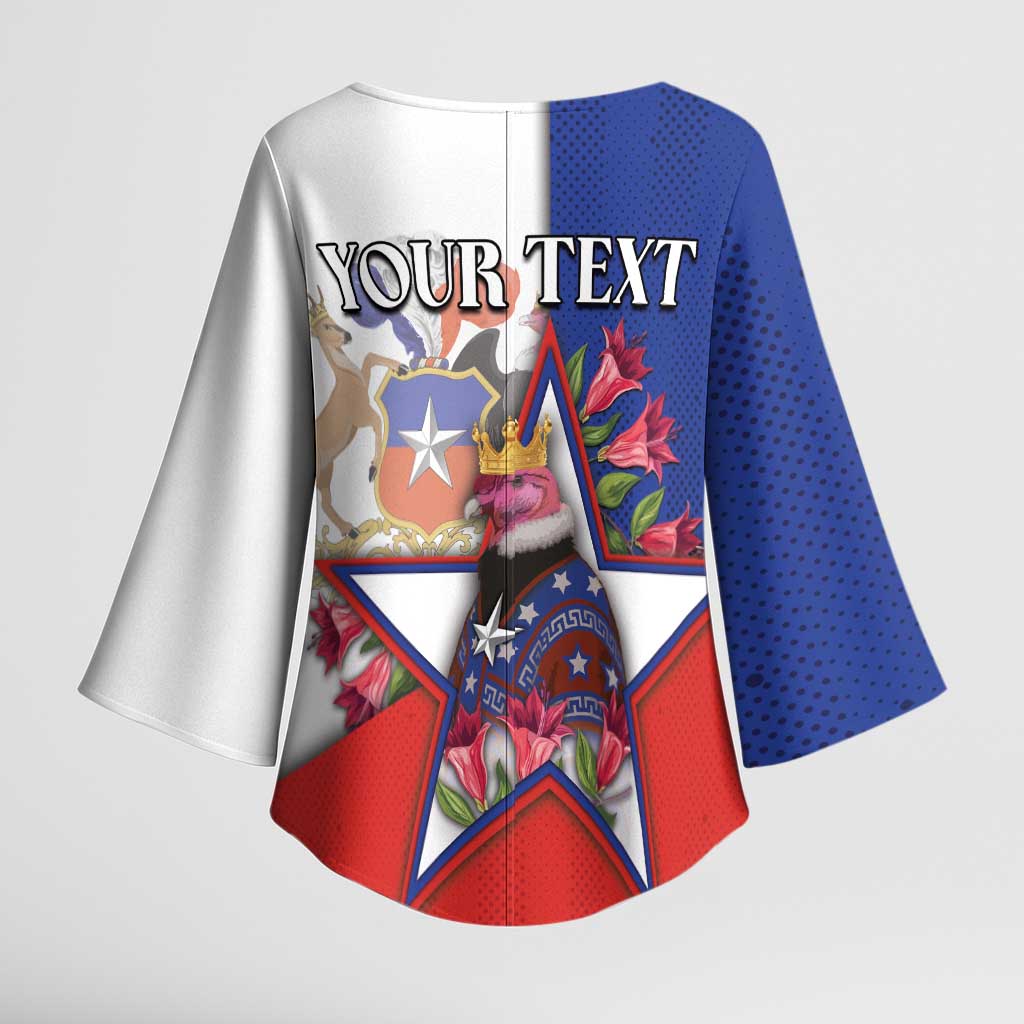 Personalized Chile Kimono Sleeve Blouse Andean Condor With Chilean Bellflower - Wonder Print Shop