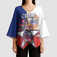 Personalized Chile Kimono Sleeve Blouse Andean Condor With Chilean Bellflower - Wonder Print Shop