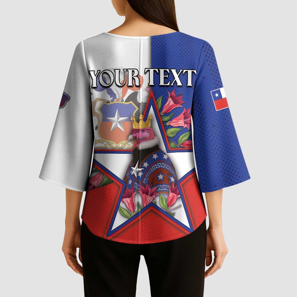 Personalized Chile Kimono Sleeve Blouse Andean Condor With Chilean Bellflower - Wonder Print Shop