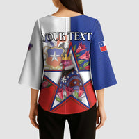 Personalized Chile Kimono Sleeve Blouse Andean Condor With Chilean Bellflower - Wonder Print Shop