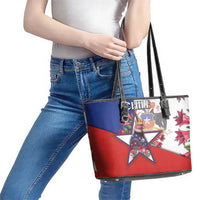 Chile Leather Tote Bag Andean Condor With Chilean Bellflower - Wonder Print Shop