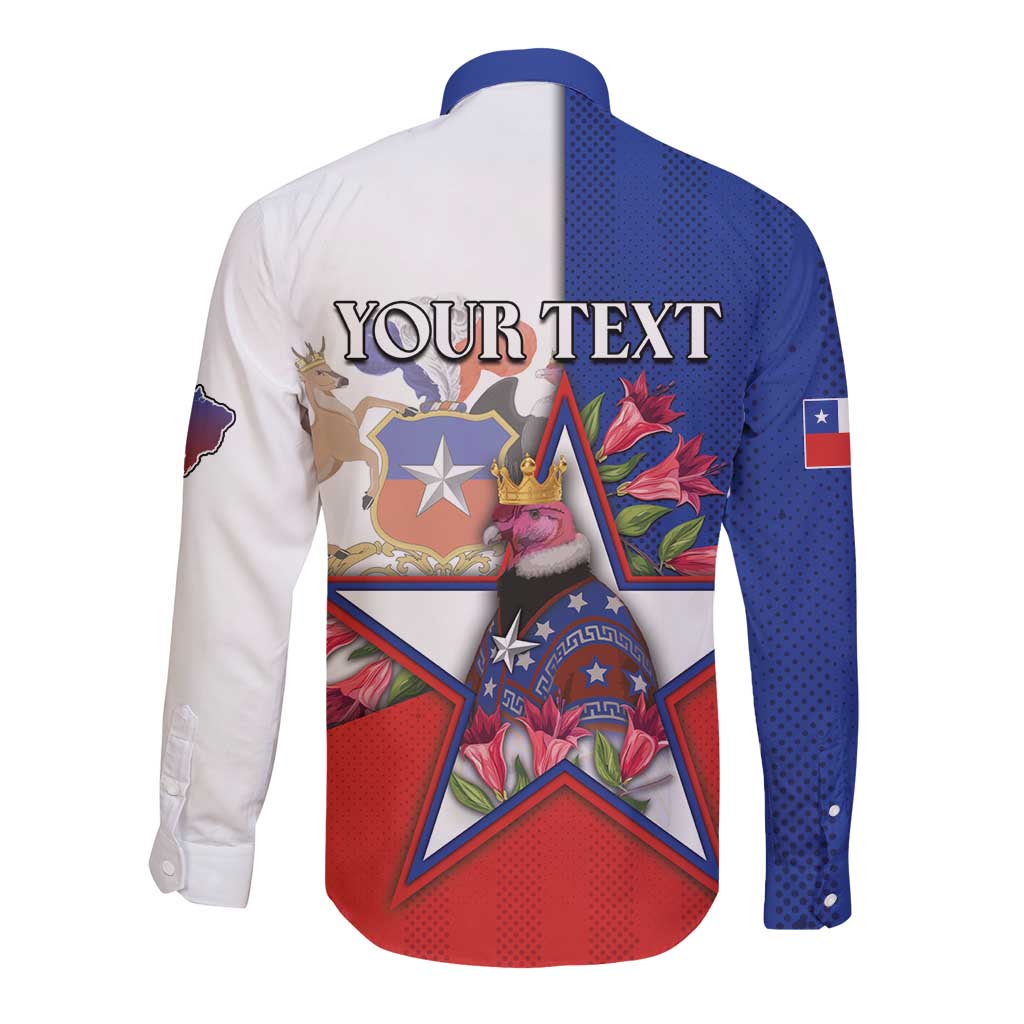 Personalized Chile Long Sleeve Button Shirt Andean Condor With Chilean Bellflower - Wonder Print Shop