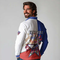 Personalized Chile Long Sleeve Polo Shirt Andean Condor With Chilean Bellflower - Wonder Print Shop