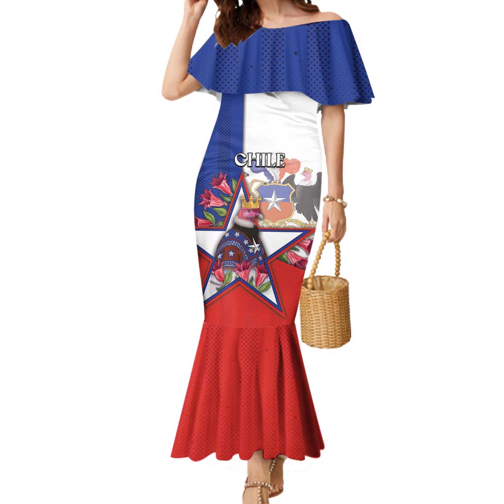 Personalized Chile Mermaid Dress Andean Condor With Chilean Bellflower - Wonder Print Shop
