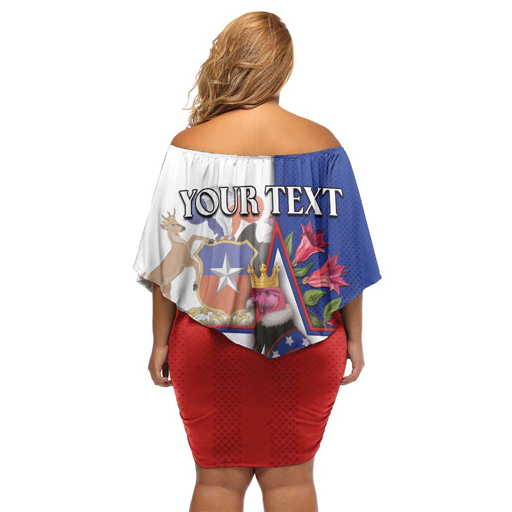Personalized Chile Off Shoulder Short Dress Andean Condor With Chilean Bellflower - Wonder Print Shop