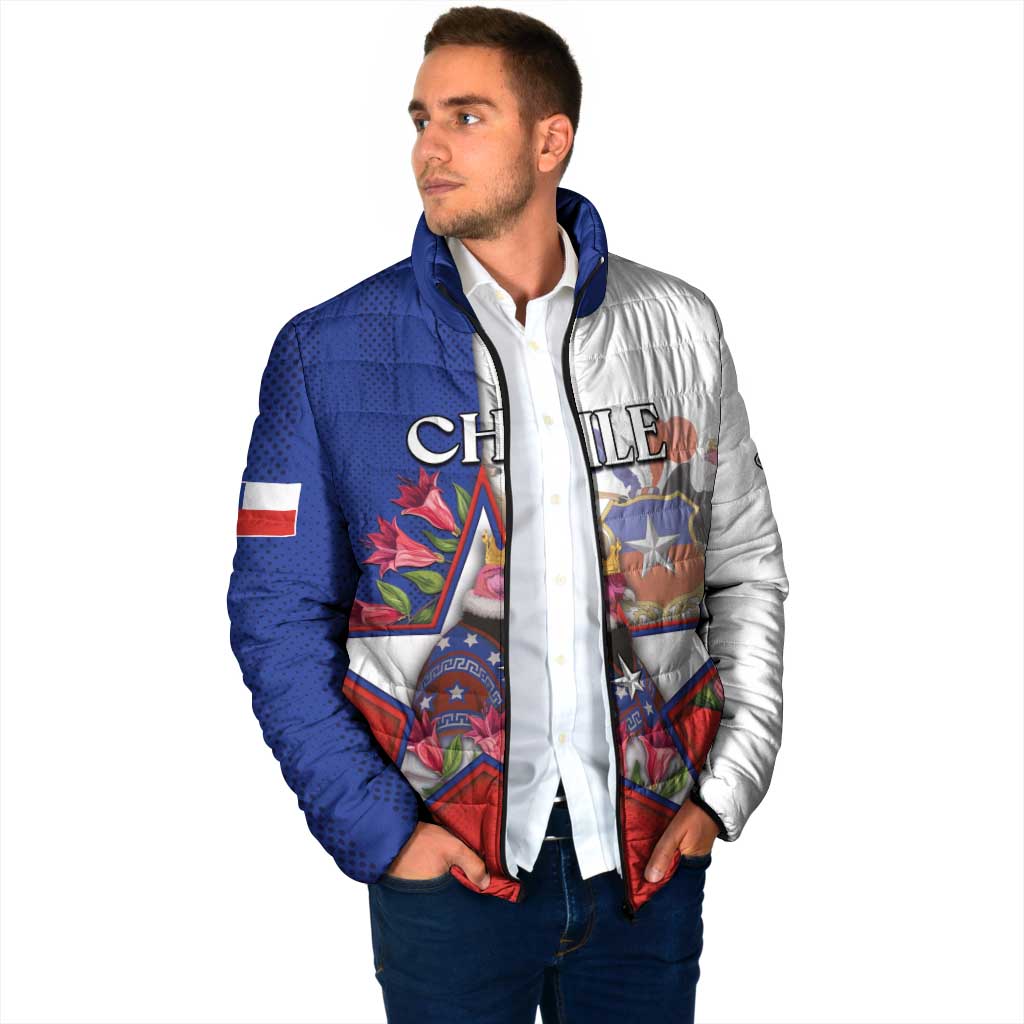 Personalized Chile Padded Jacket Andean Condor With Chilean Bellflower - Wonder Print Shop
