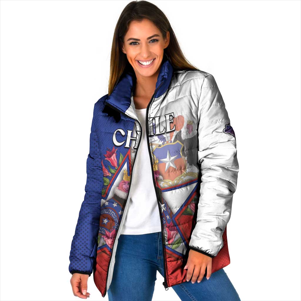 Personalized Chile Padded Jacket Andean Condor With Chilean Bellflower - Wonder Print Shop