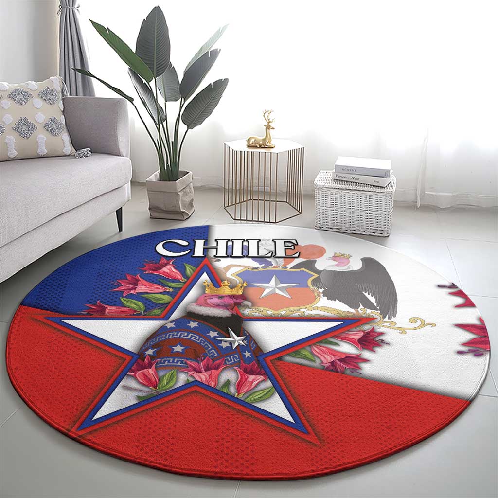 Chile Round Carpet Andean Condor With Chilean Bellflower - Wonder Print Shop