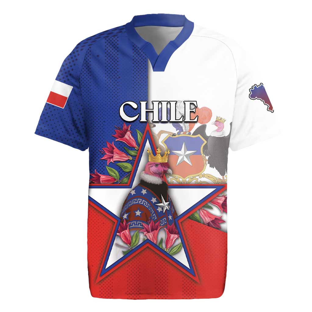 Personalized Chile Rugby Jersey Andean Condor With Chilean Bellflower - Wonder Print Shop