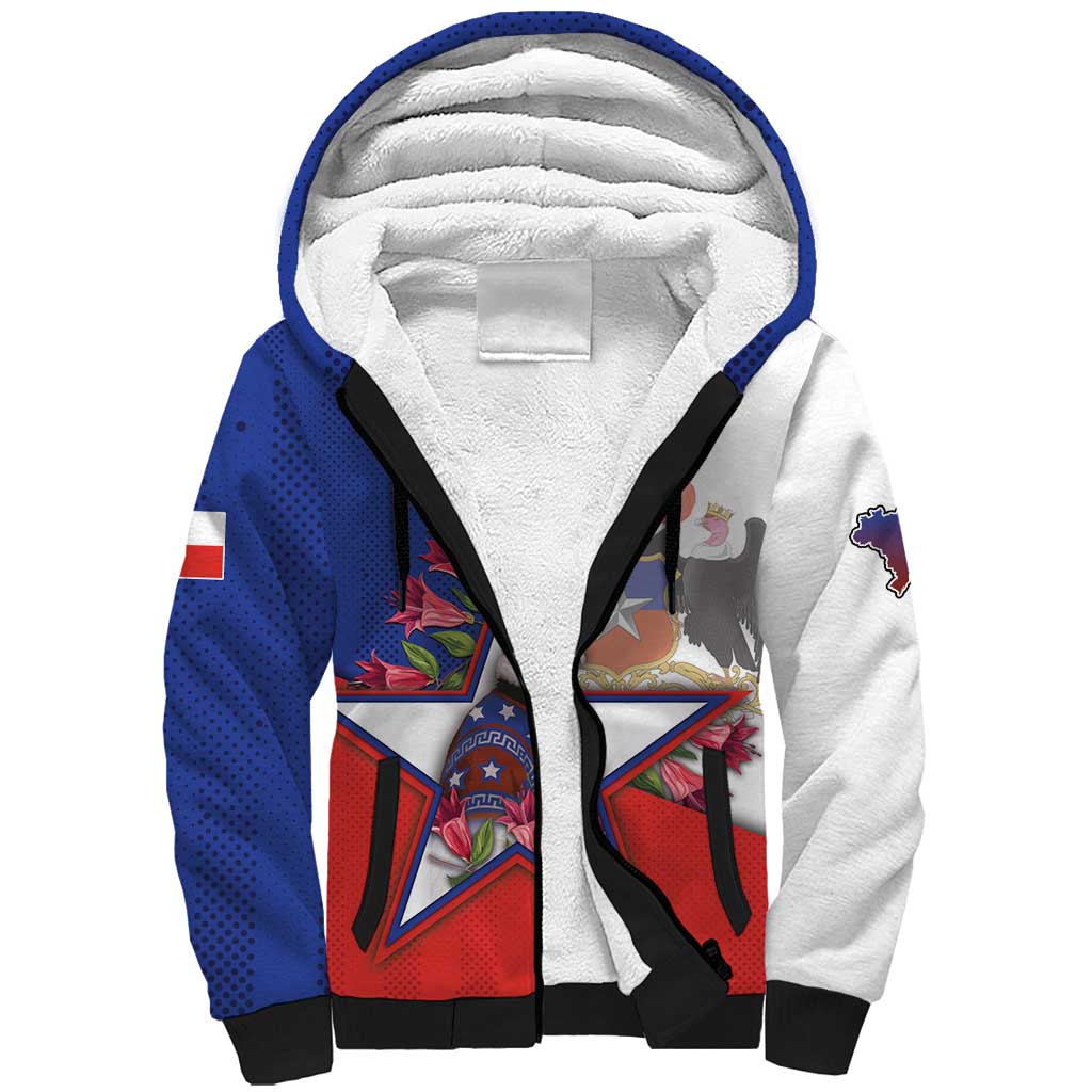 Personalized Chile Sherpa Hoodie Andean Condor With Chilean Bellflower - Wonder Print Shop