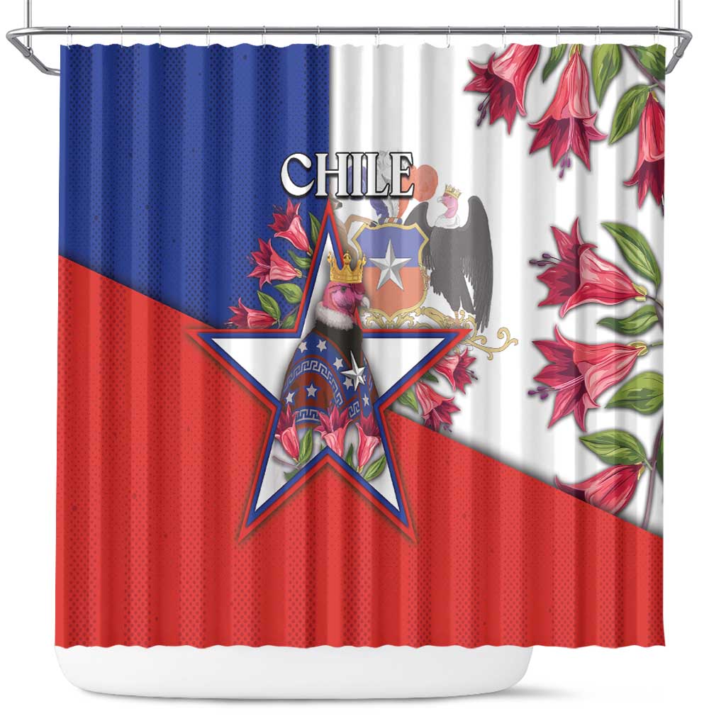 Chile Shower Curtain Andean Condor With Chilean Bellflower - Wonder Print Shop