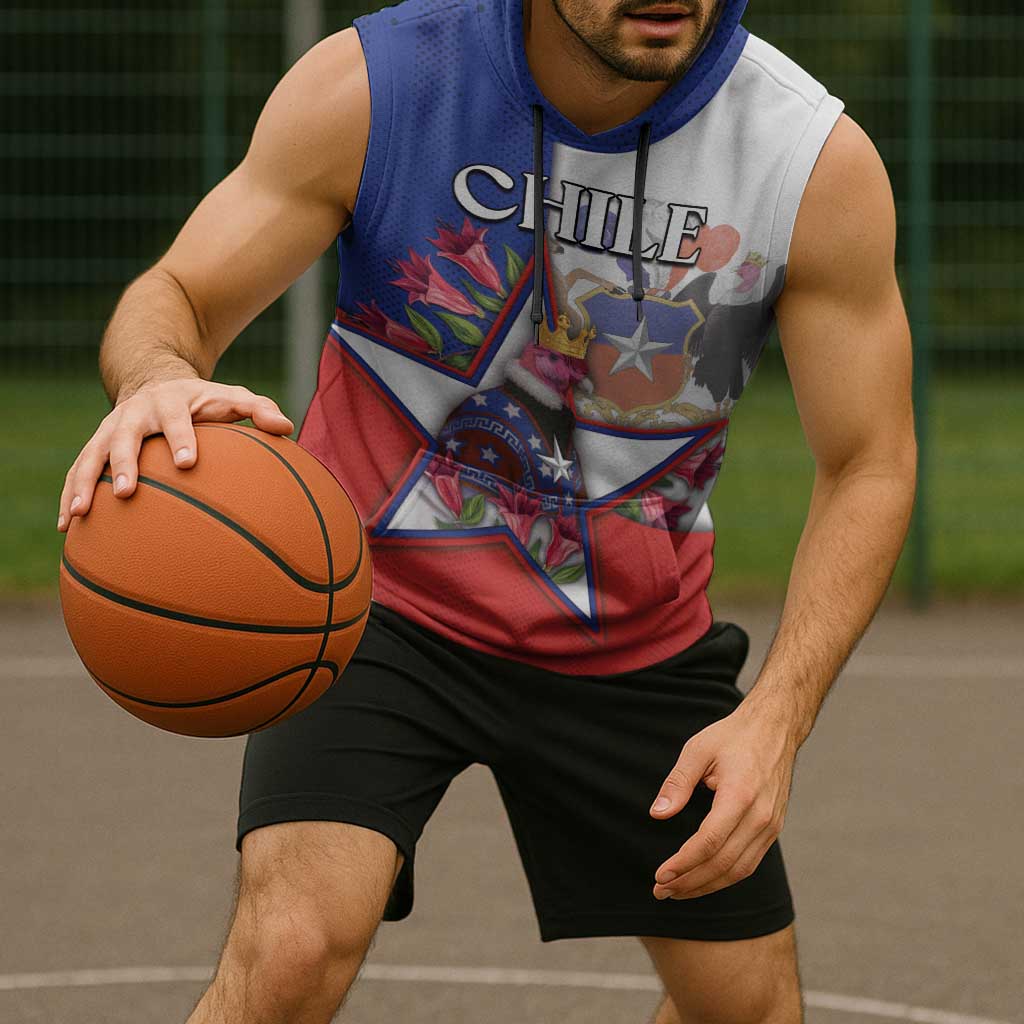 Personalized Chile Sleeveless Hoodie Andean Condor With Chilean Bellflower - Wonder Print Shop