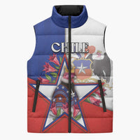 Personalized Chile Sleeveless Puffer Jacket Andean Condor With Chilean Bellflower - Wonder Print Shop