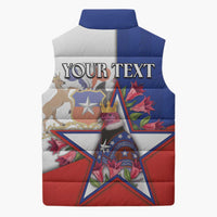 Personalized Chile Sleeveless Puffer Jacket Andean Condor With Chilean Bellflower - Wonder Print Shop