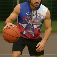 Personalized Chile Sleeveless Zip Hoodie Andean Condor With Chilean Bellflower - Wonder Print Shop