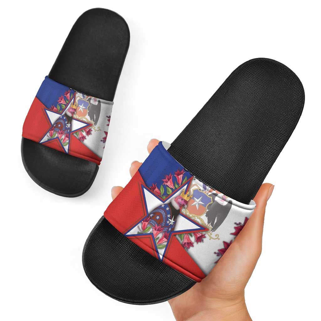 Chile Slide Sandals Andean Condor With Chilean Bellflower - Wonder Print Shop