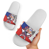 Chile Slide Sandals Andean Condor With Chilean Bellflower - Wonder Print Shop