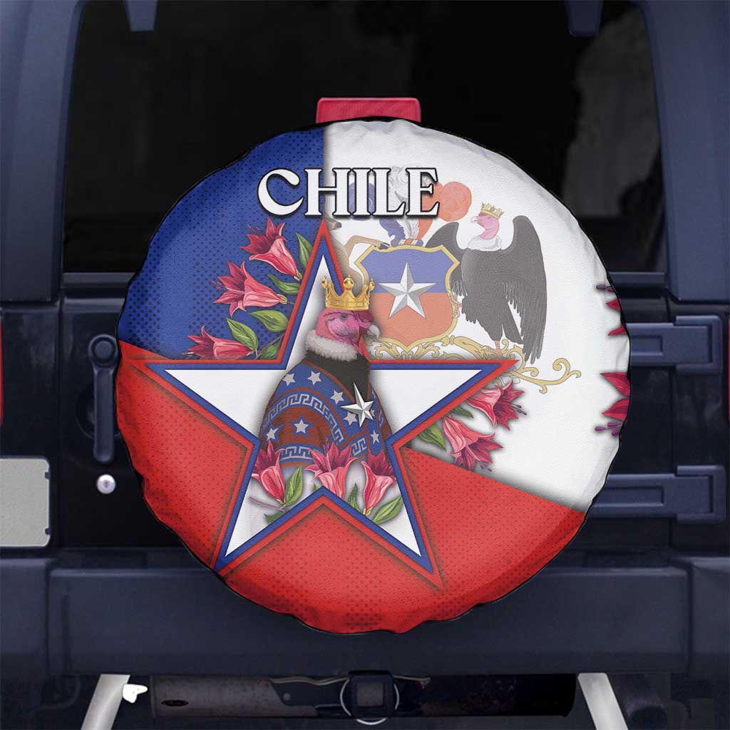 Chile Spare Tire Cover Andean Condor With Chilean Bellflower - Wonder Print Shop