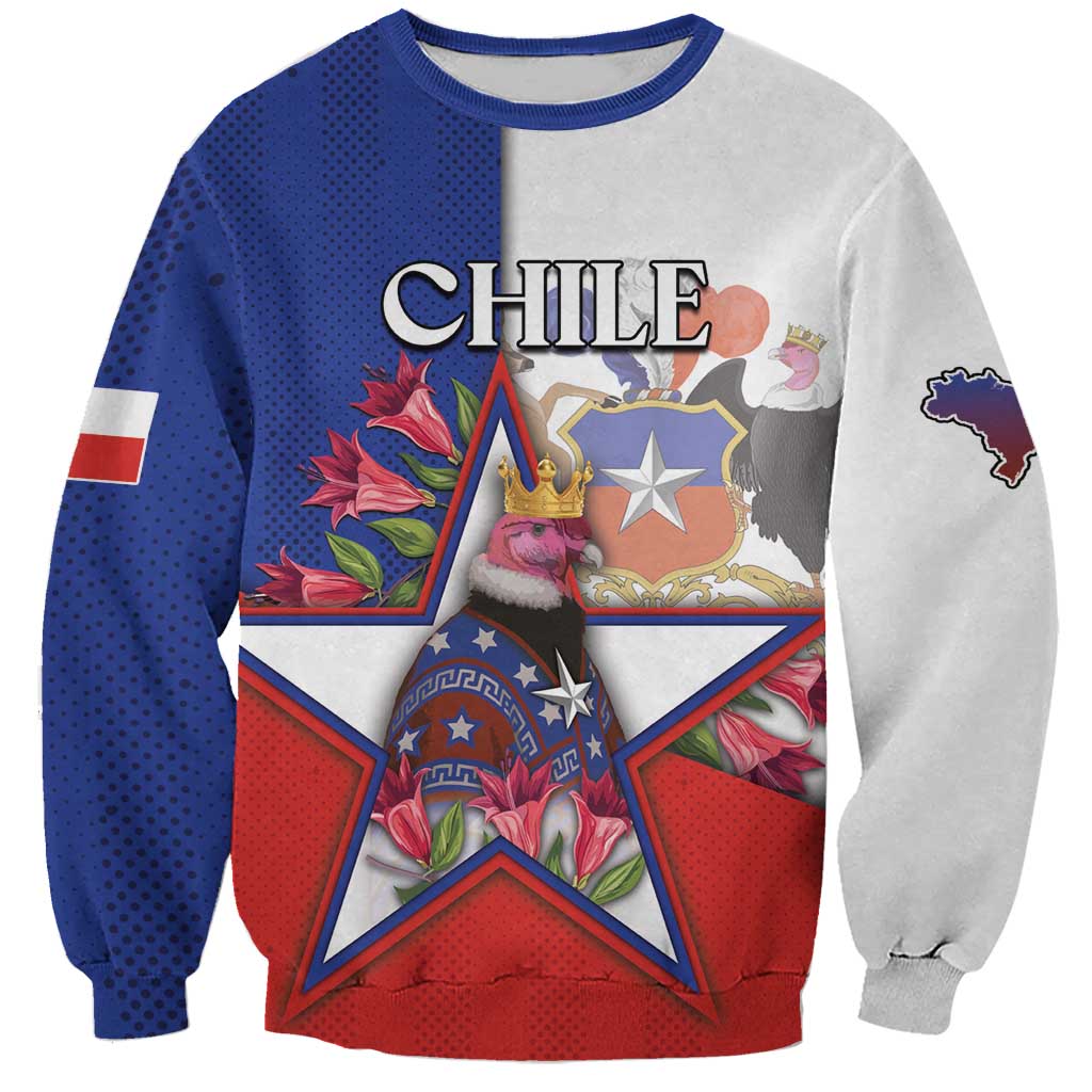 Personalized Chile Sweatshirt Andean Condor With Chilean Bellflower - Wonder Print Shop