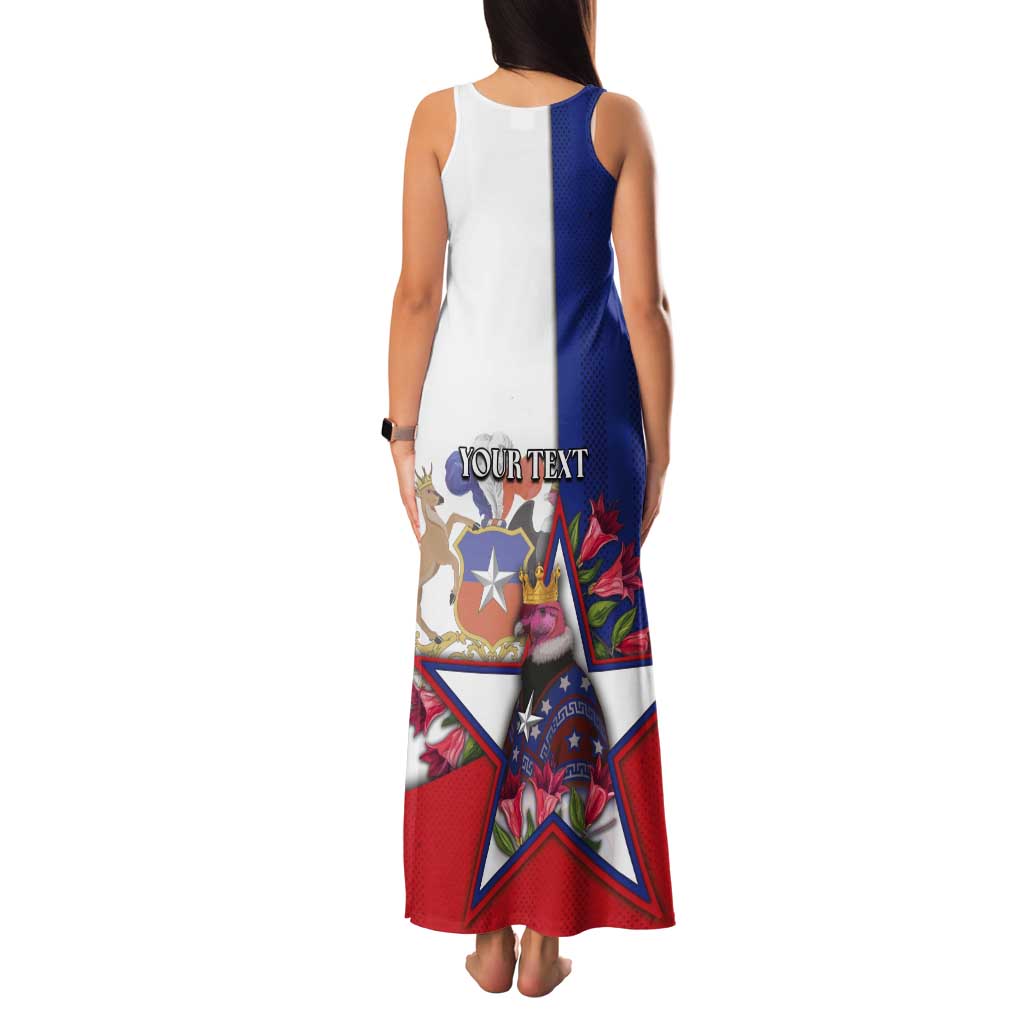 Personalized Chile Tank Maxi Dress Andean Condor With Chilean Bellflower - Wonder Print Shop