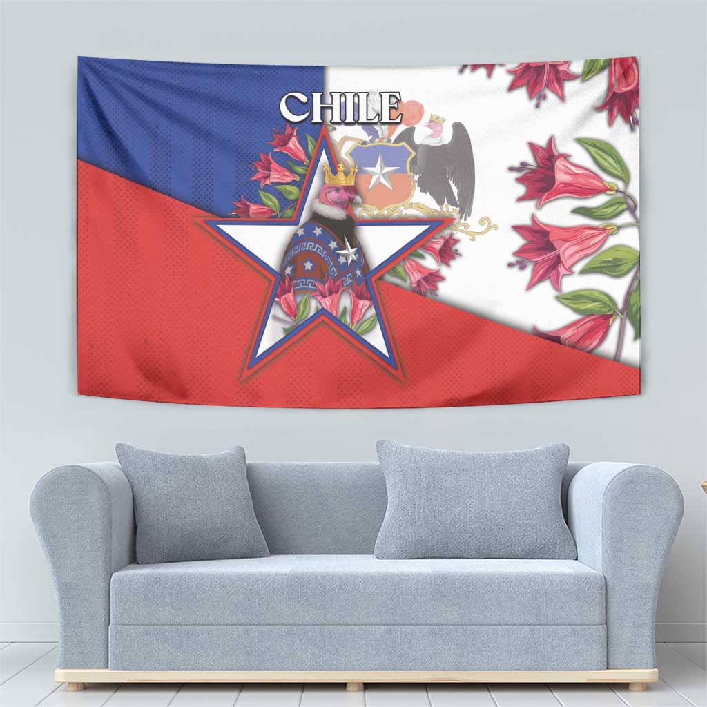 Chile Tapestry Andean Condor With Chilean Bellflower - Wonder Print Shop