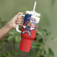 Personalized Chile Tumbler With Handle Andean Condor With Chilean Bellflower - Wonder Print Shop