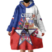 Personalized Chile Wearable Blanket Hoodie Andean Condor With Chilean Bellflower - Wonder Print Shop