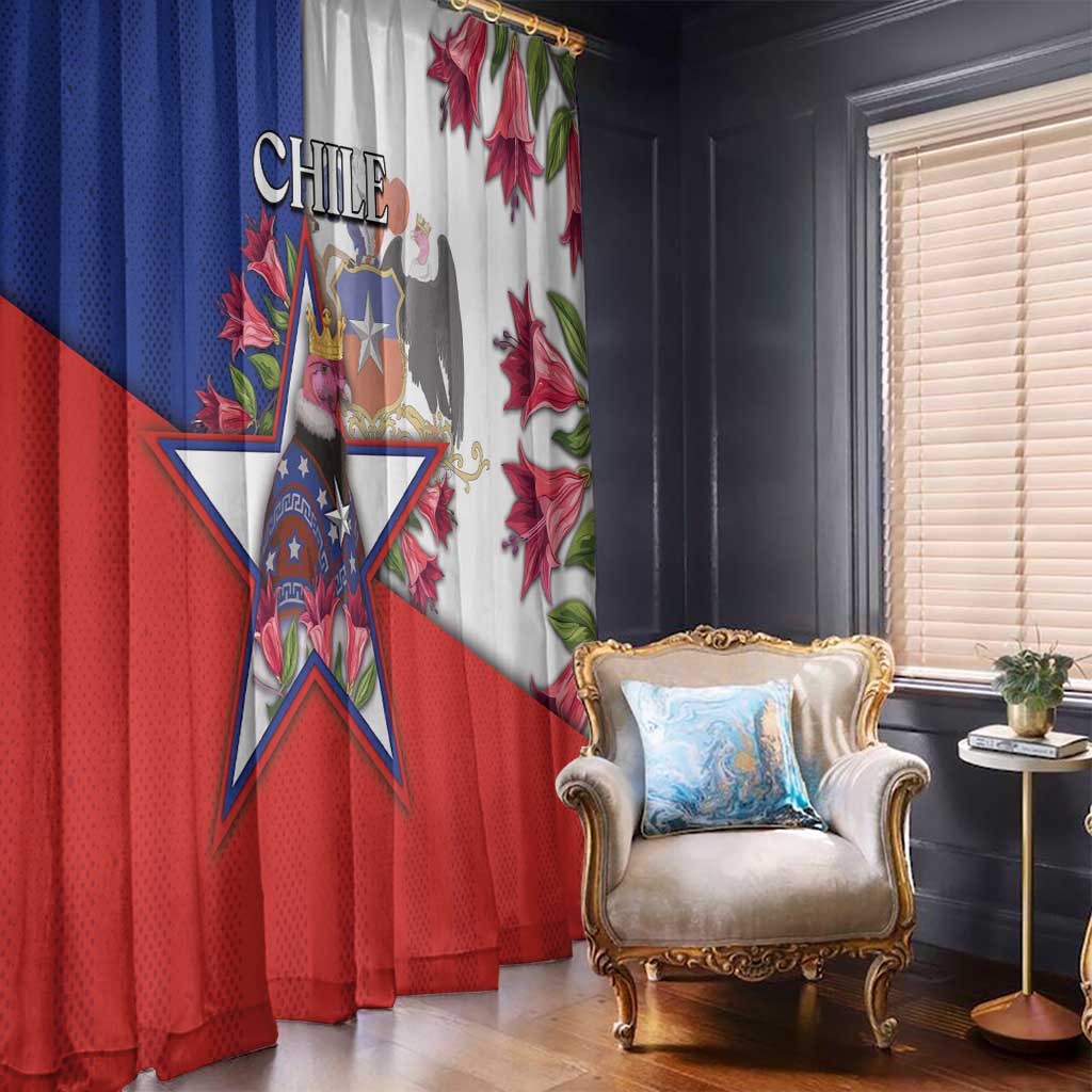 Chile Window Curtain Andean Condor With Chilean Bellflower - Wonder Print Shop
