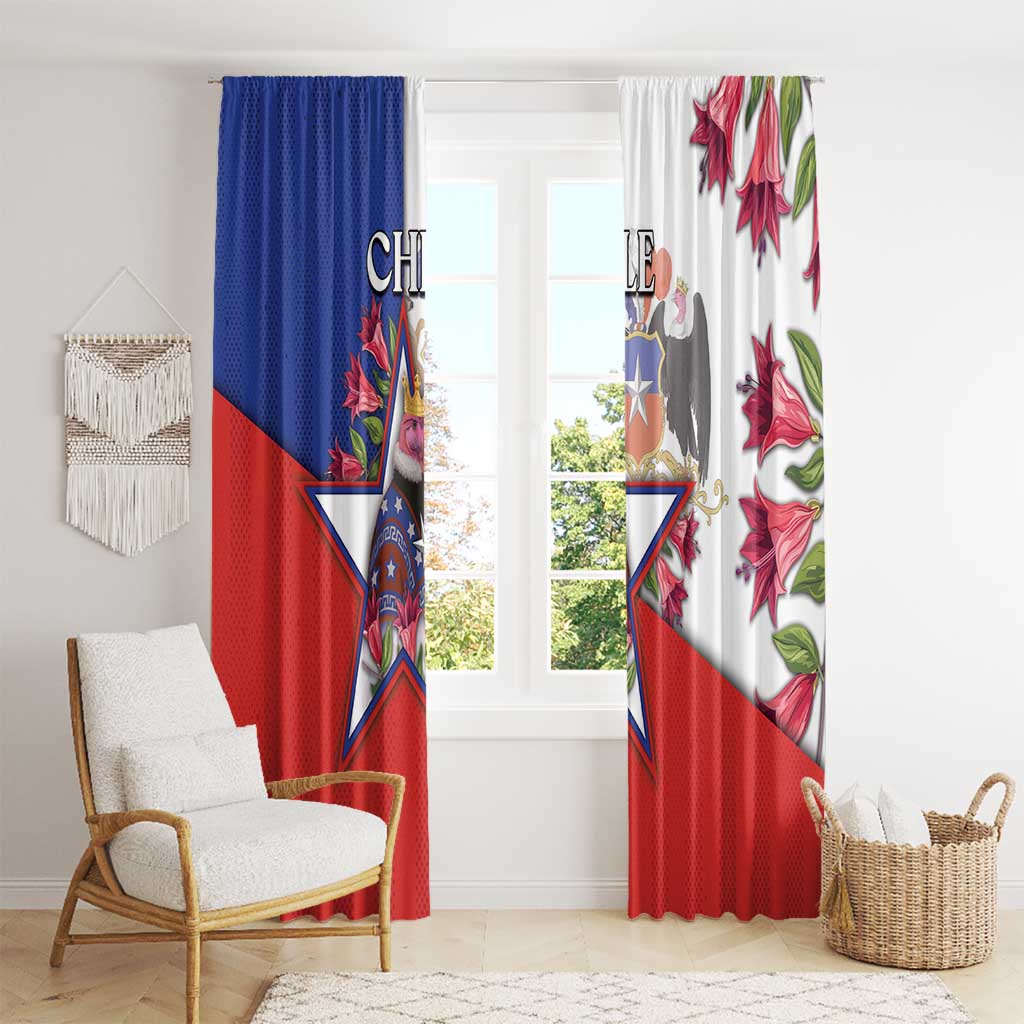 Chile Window Curtain Andean Condor With Chilean Bellflower - Wonder Print Shop