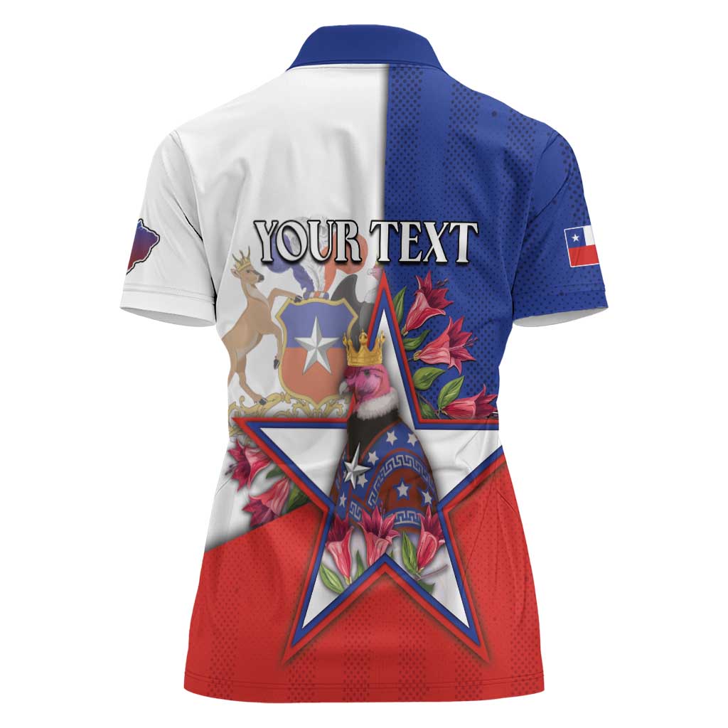 Personalized Chile Women Polo Shirt Andean Condor With Chilean Bellflower - Wonder Print Shop