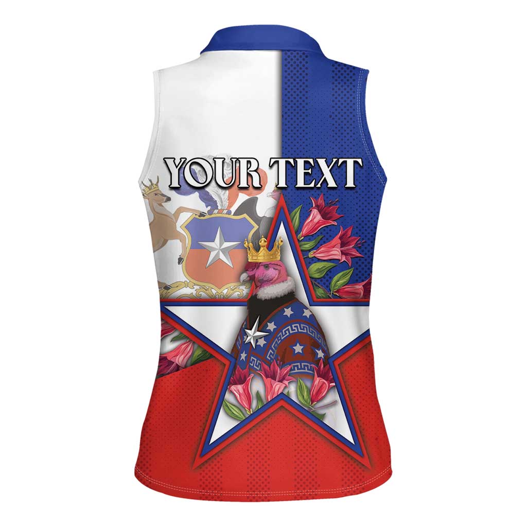 Personalized Chile Women Sleeveless Polo Shirt Andean Condor With Chilean Bellflower - Wonder Print Shop