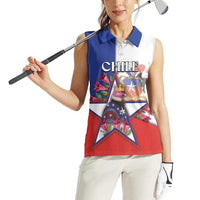 Personalized Chile Women Sleeveless Polo Shirt Andean Condor With Chilean Bellflower - Wonder Print Shop