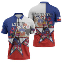 Personalized Chile Zipper Polo Shirt Andean Condor With Chilean Bellflower - Wonder Print Shop