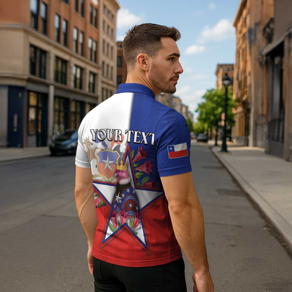 Personalized Chile Zipper Polo Shirt Andean Condor With Chilean Bellflower - Wonder Print Shop