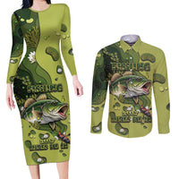Personalized Fishing Couples Matching Long Sleeve Bodycon Dress and Long Sleeve Button Shirt Reely Lures Me In - Wonder Print Shop