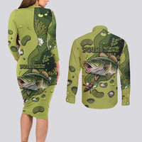 Personalized Fishing Couples Matching Long Sleeve Bodycon Dress and Long Sleeve Button Shirt Reely Lures Me In - Wonder Print Shop