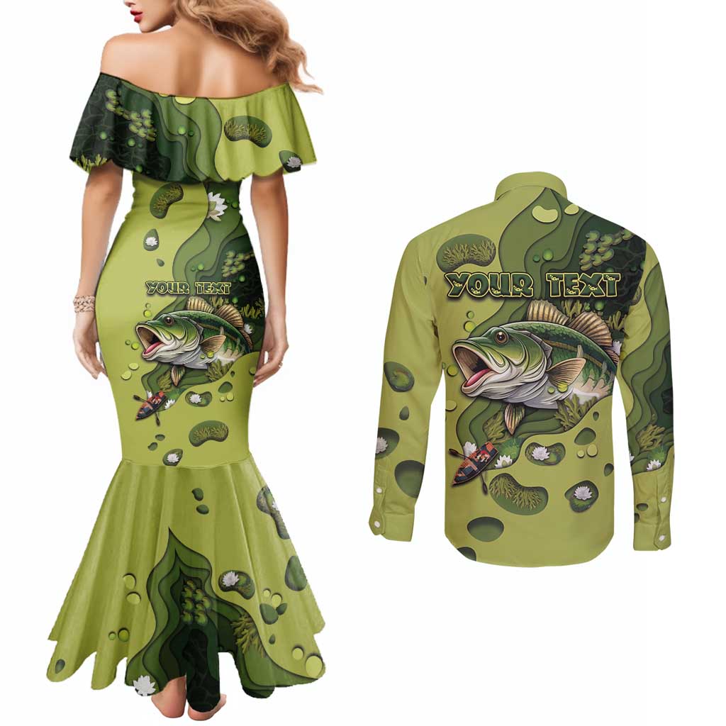 Personalized Fishing Couples Matching Mermaid Dress and Long Sleeve Button Shirt Reely Lures Me In - Wonder Print Shop