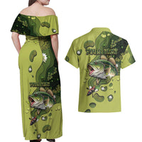 Personalized Fishing Couples Matching Off Shoulder Maxi Dress and Hawaiian Shirt Reely Lures Me In - Wonder Print Shop