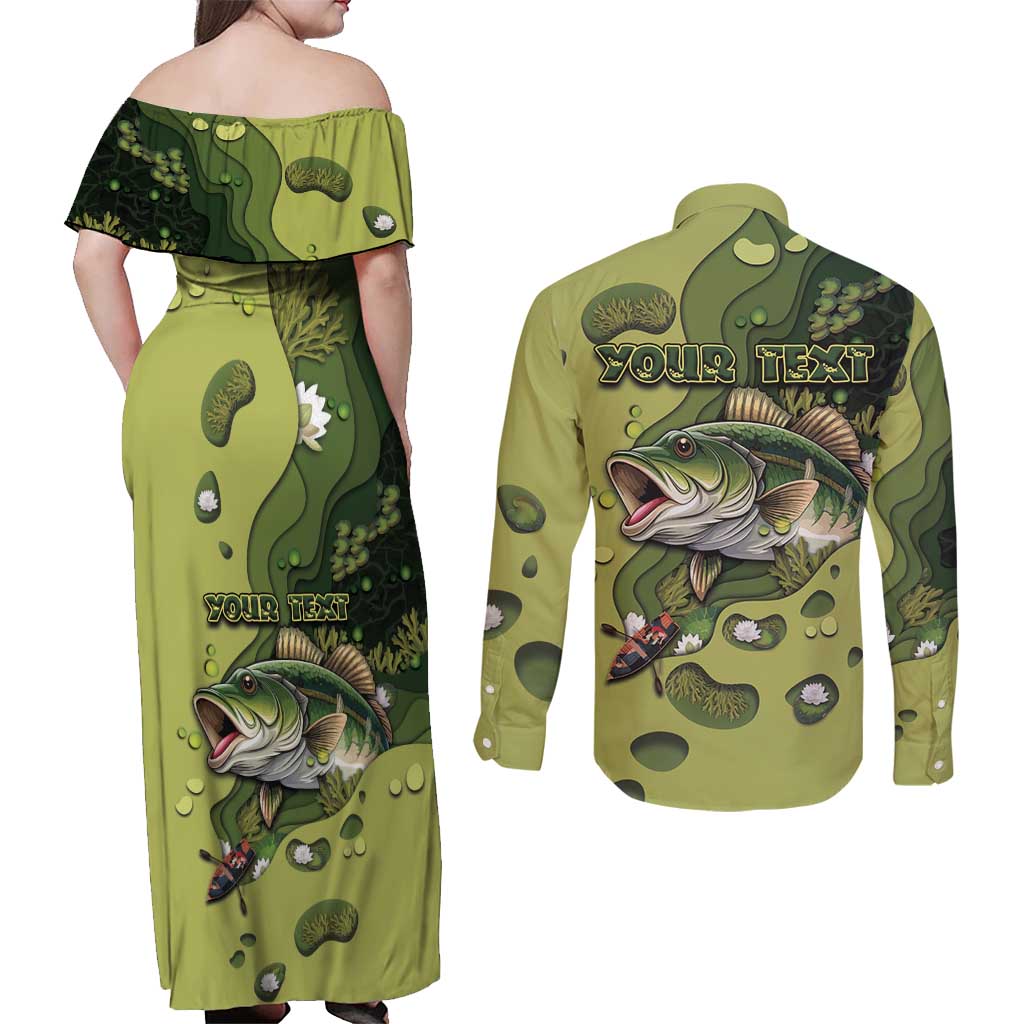 Personalized Fishing Couples Matching Off Shoulder Maxi Dress and Long Sleeve Button Shirt Reely Lures Me In - Wonder Print Shop