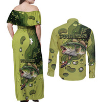 Personalized Fishing Couples Matching Off Shoulder Maxi Dress and Long Sleeve Button Shirt Reely Lures Me In - Wonder Print Shop