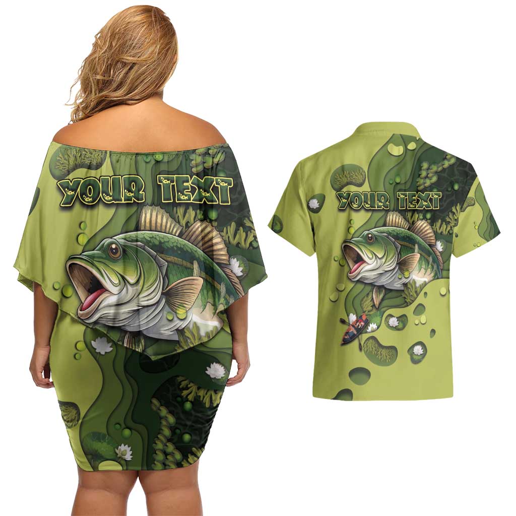 Personalized Fishing Couples Matching Off Shoulder Short Dress and Hawaiian Shirt Reely Lures Me In - Wonder Print Shop